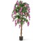 Costway 1/2 PCS 5.5 FT Tall Artificial Ficus Tree Faux Wisteria Plant in Nursery Pot Decoration Pink/Purple